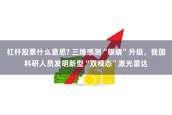 杠杆股票什么意思? 三维感测“眼睛”升级，我国科研人员发明新型“双模态”激光雷达